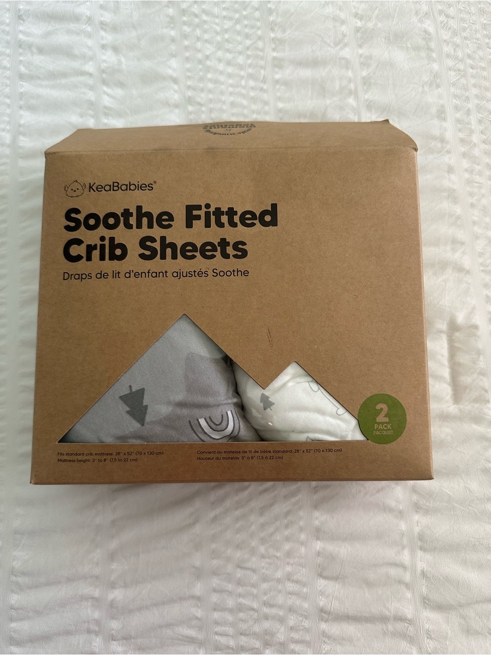 KeaBabies Soothe Fitted Crib Sheets - Gray & White (2-Pack)